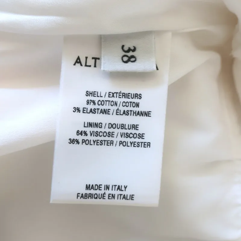 Altuzarra Toppi Wickelbluse Weiß Dehnbare Baumwolle Größe 38 Ärmellose Bluse NEU