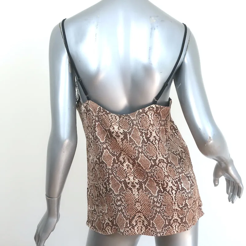 Anine Bing Spitzenbesetztes Cami Beige Python-Print Charmeuse-Seide Größe S NEU