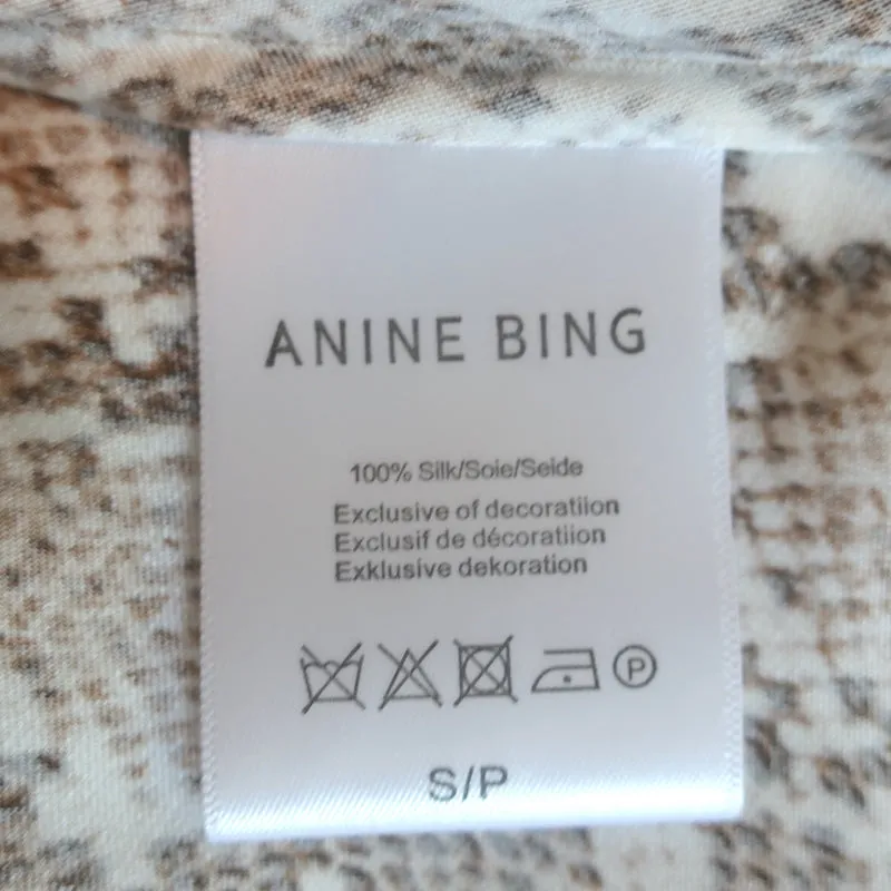 Anine Bing Spitzenbesetztes Cami Beige Python-Print Charmeuse-Seide Größe S NEU