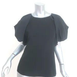 Armani Collezioni Bluse mit Puffärmeln Schwarz Wolle-Mix Größe 8