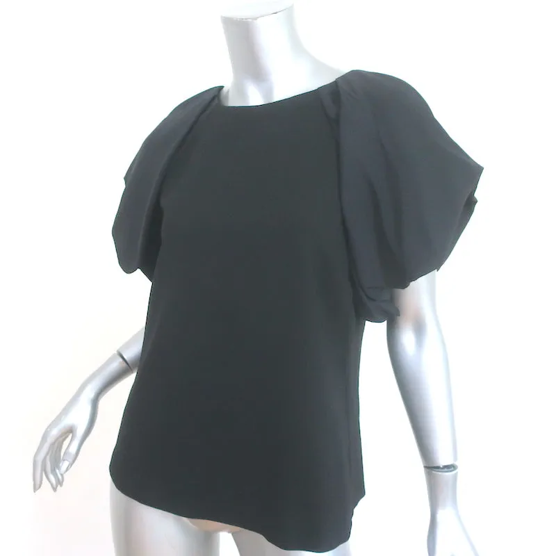 Armani Collezioni Bluse mit Puffärmeln Schwarz Wolle-Mix Größe 8
