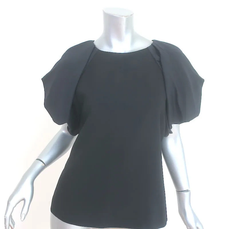 Armani Collezioni Bluse mit Puffärmeln Schwarz Wolle-Mix Größe 8