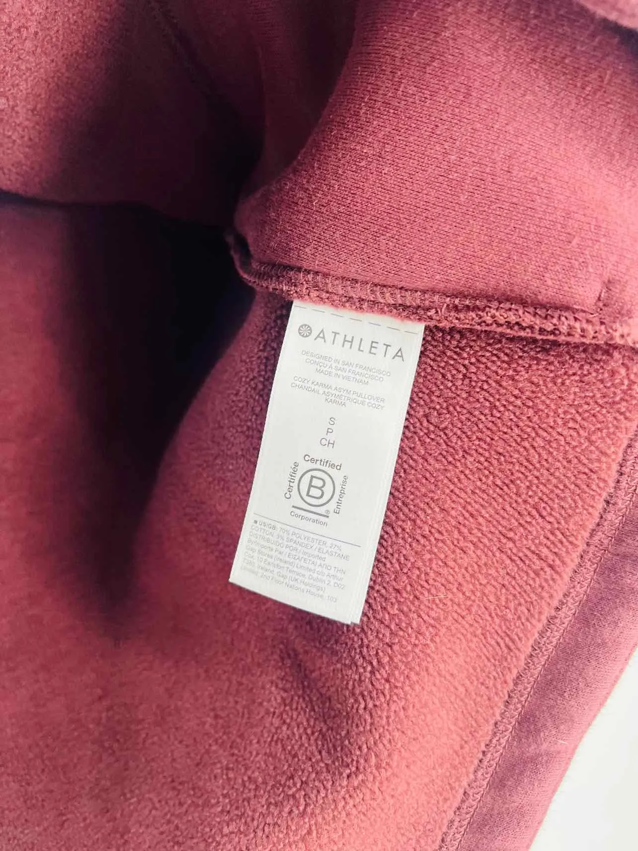 Athleta Größe S Kastanienbraune Tulpe Viertelzip-Aktivpullover