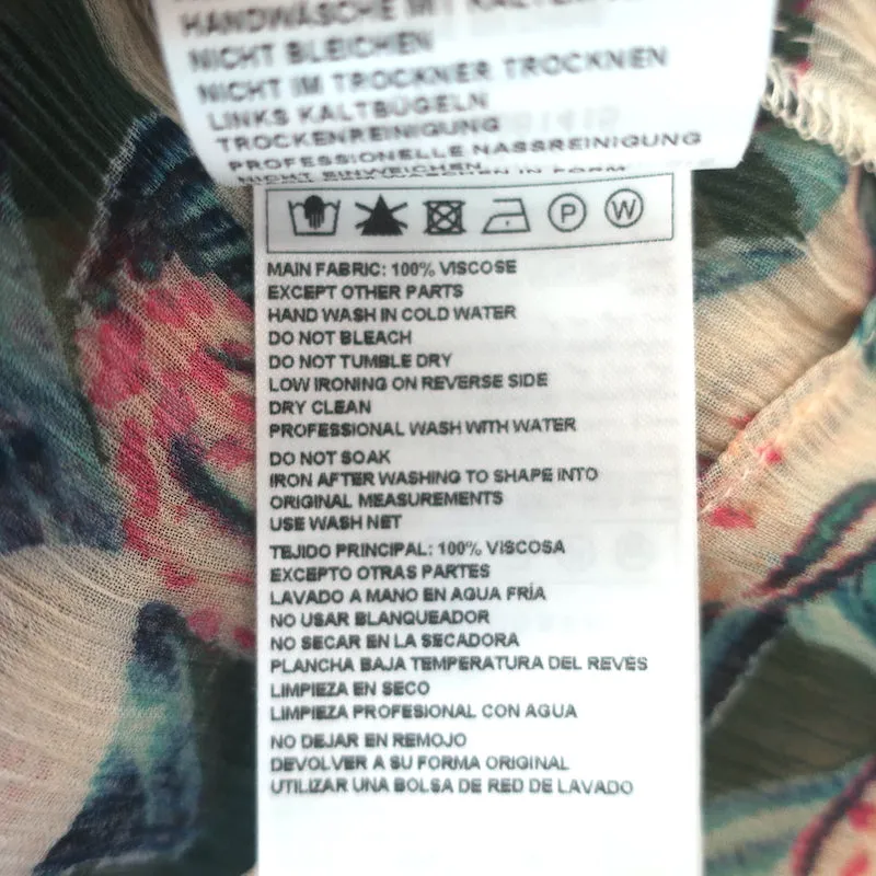 Ba&sh Baia Bluse Türkis/Rosa Blumenmuster Chiffon Größe 0 Langarm Top NEU