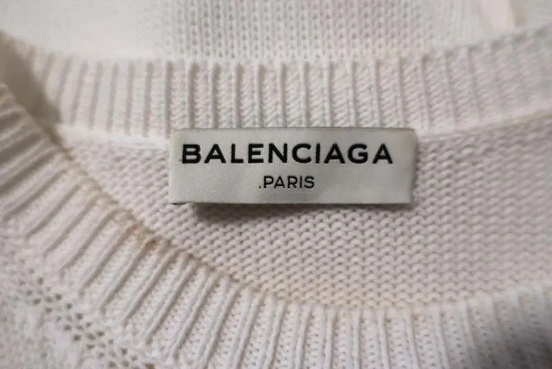 Balenciaga Baumwoll-Stricktop Weiß Größe 36 Ärmelloser Pullover