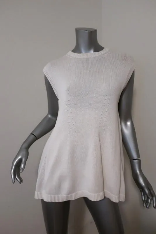 Balenciaga Baumwoll-Stricktop Weiß Größe 36 Ärmelloser Pullover