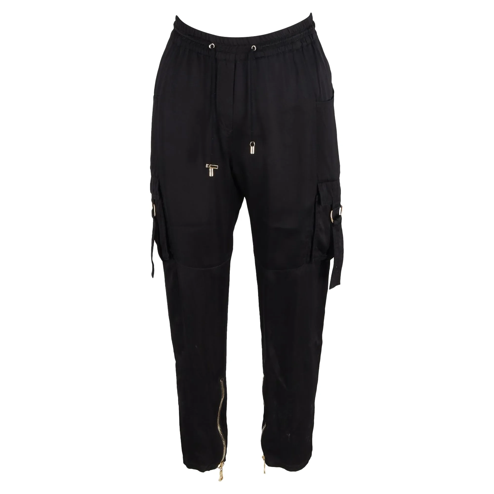 Balmain Slim-Fit Cargo-Hose mit Kordelzug in schwarzer Baumwolle