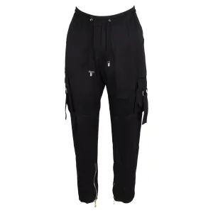 Balmain Slim-Fit Cargo-Hose mit Kordelzug in schwarzer Baumwolle