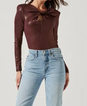 Barcelona Twist Front Bodysuit In Kastanienbraun
