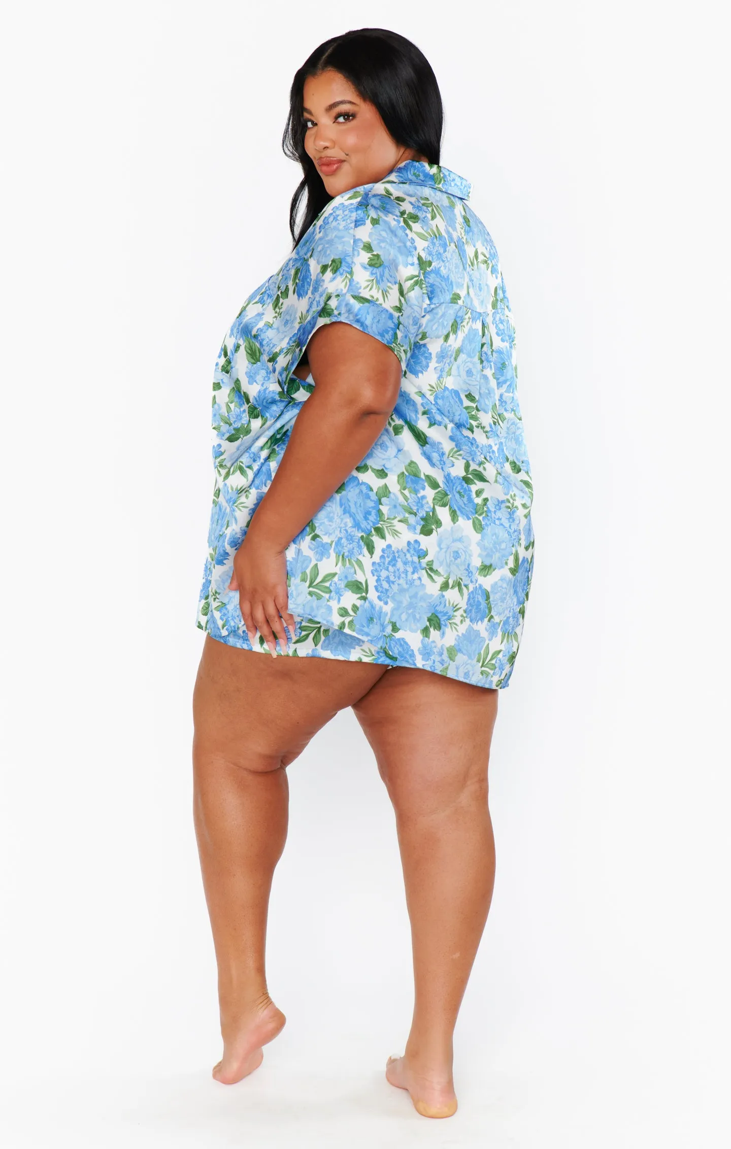 Best Day Knopfbluse ~ Landhausflorale Blau