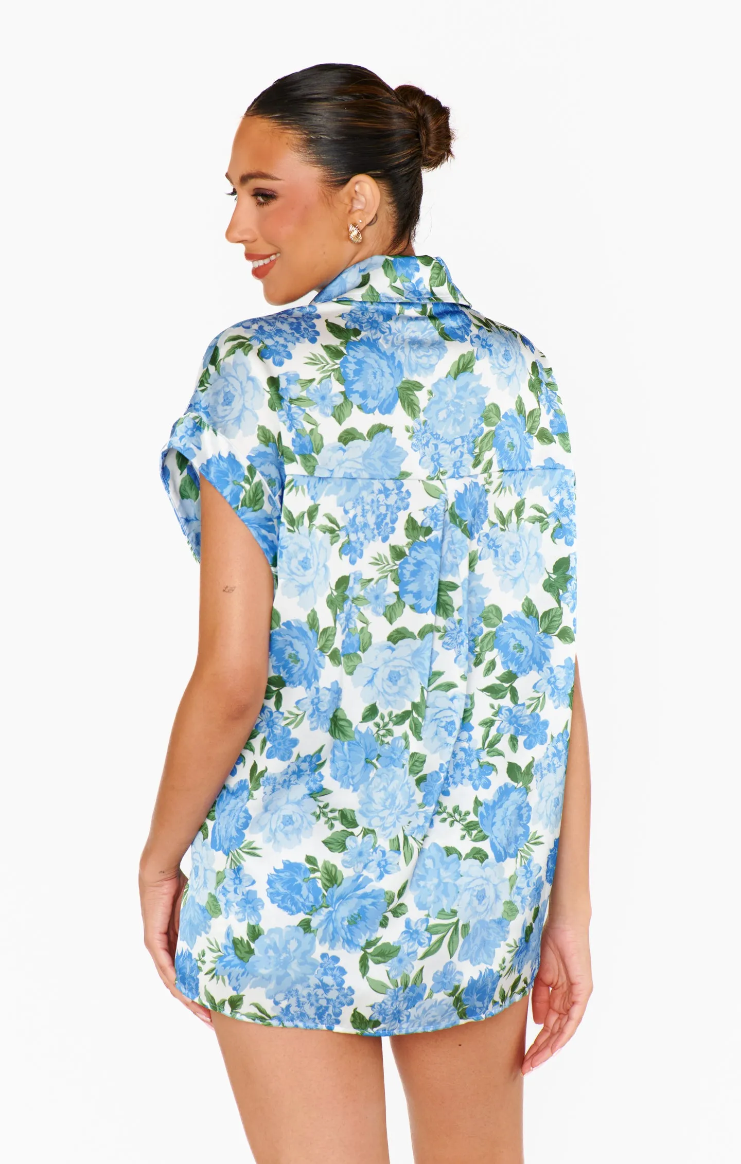 Best Day Knopfbluse ~ Landhausflorale Blau