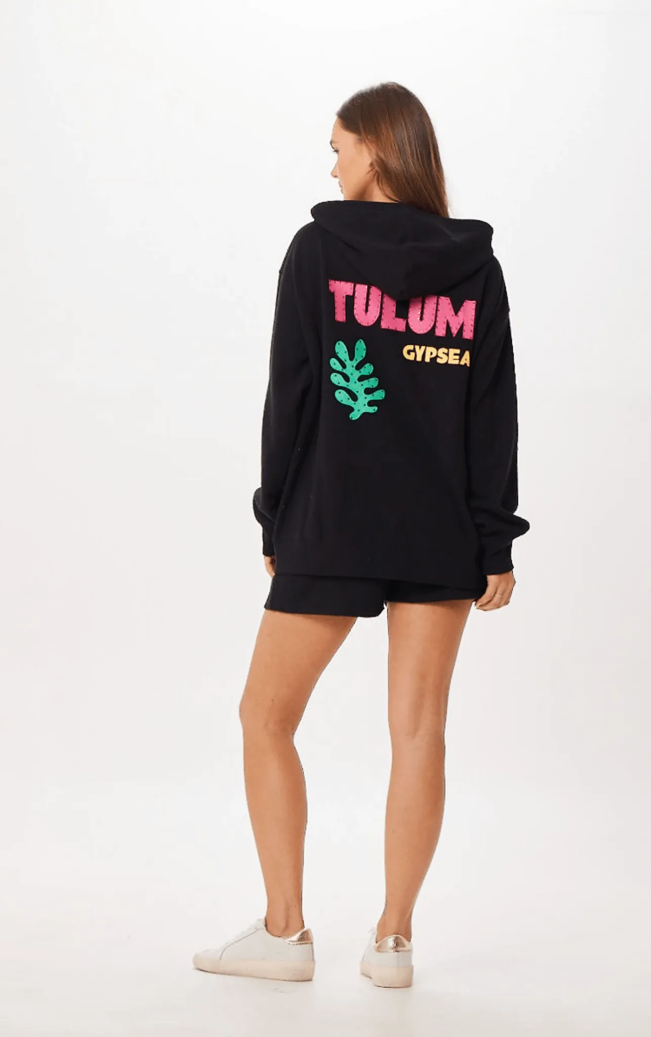 Black Tulum Jet Setter Surf Wash Reißverschluss-Pullover