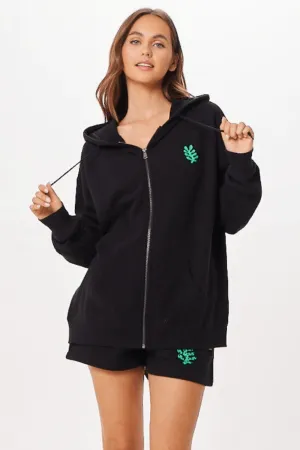 Black Tulum Jet Setter Surf Wash Reißverschluss-Pullover
