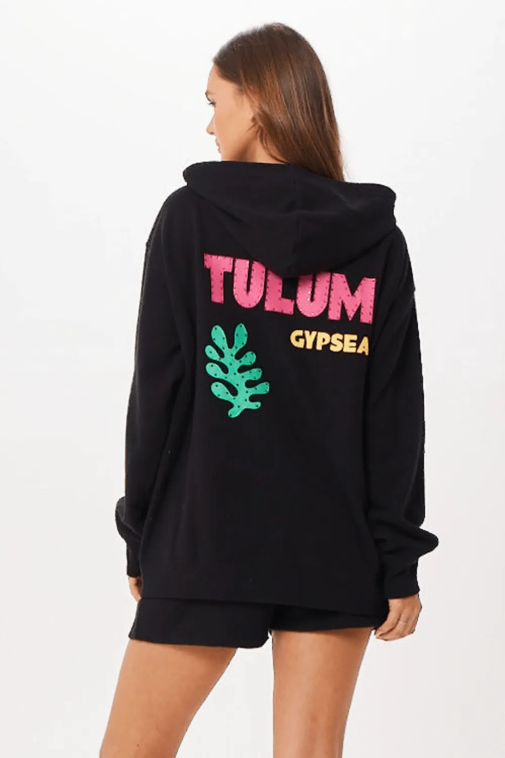 Black Tulum Jet Setter Surf Wash Reißverschluss-Pullover