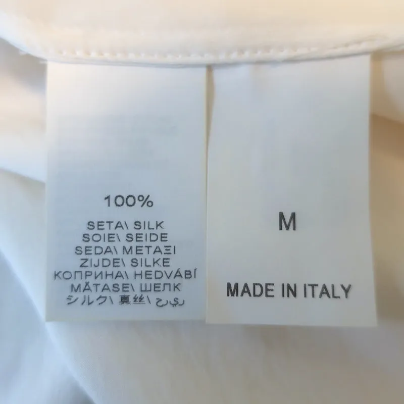 Brunello Cucinelli Monili Epaulette Bluse Weiße Chiffonseide Größe M