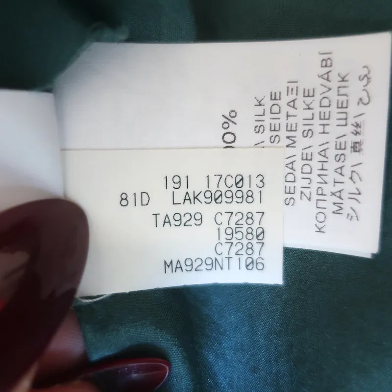 Brunello Cucinelli Seiden-Westernhemd Grün Größe Mittel Roll-Ärmel-Bluse