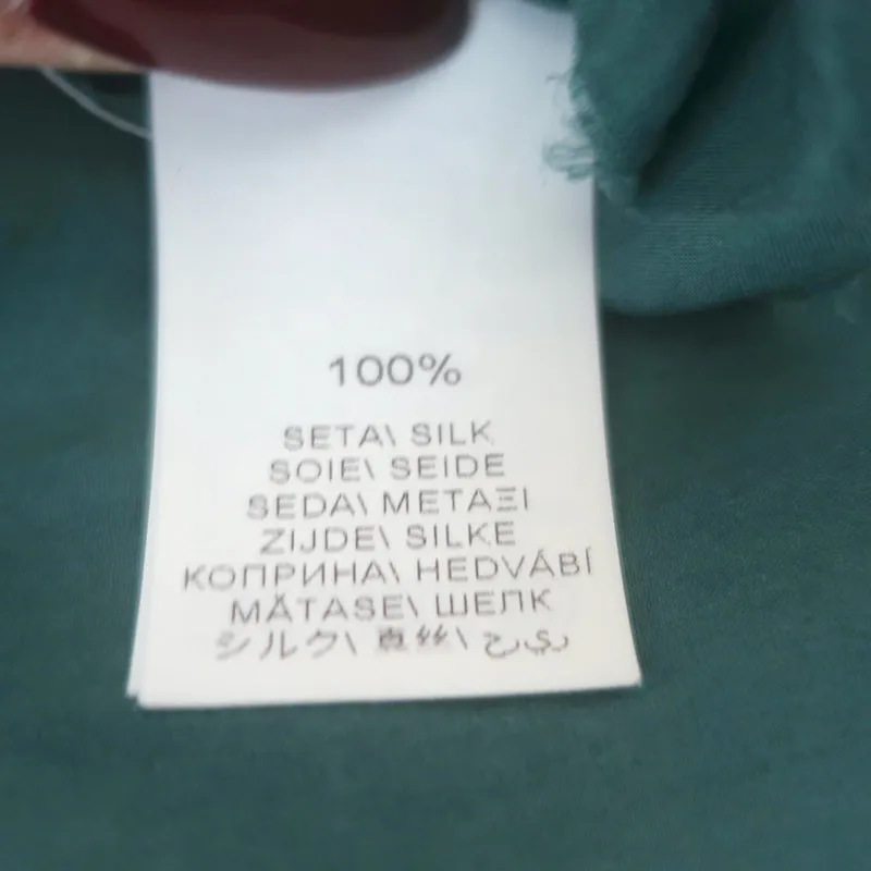 Brunello Cucinelli Seiden-Westernhemd Grün Größe Mittel Roll-Ärmel-Bluse