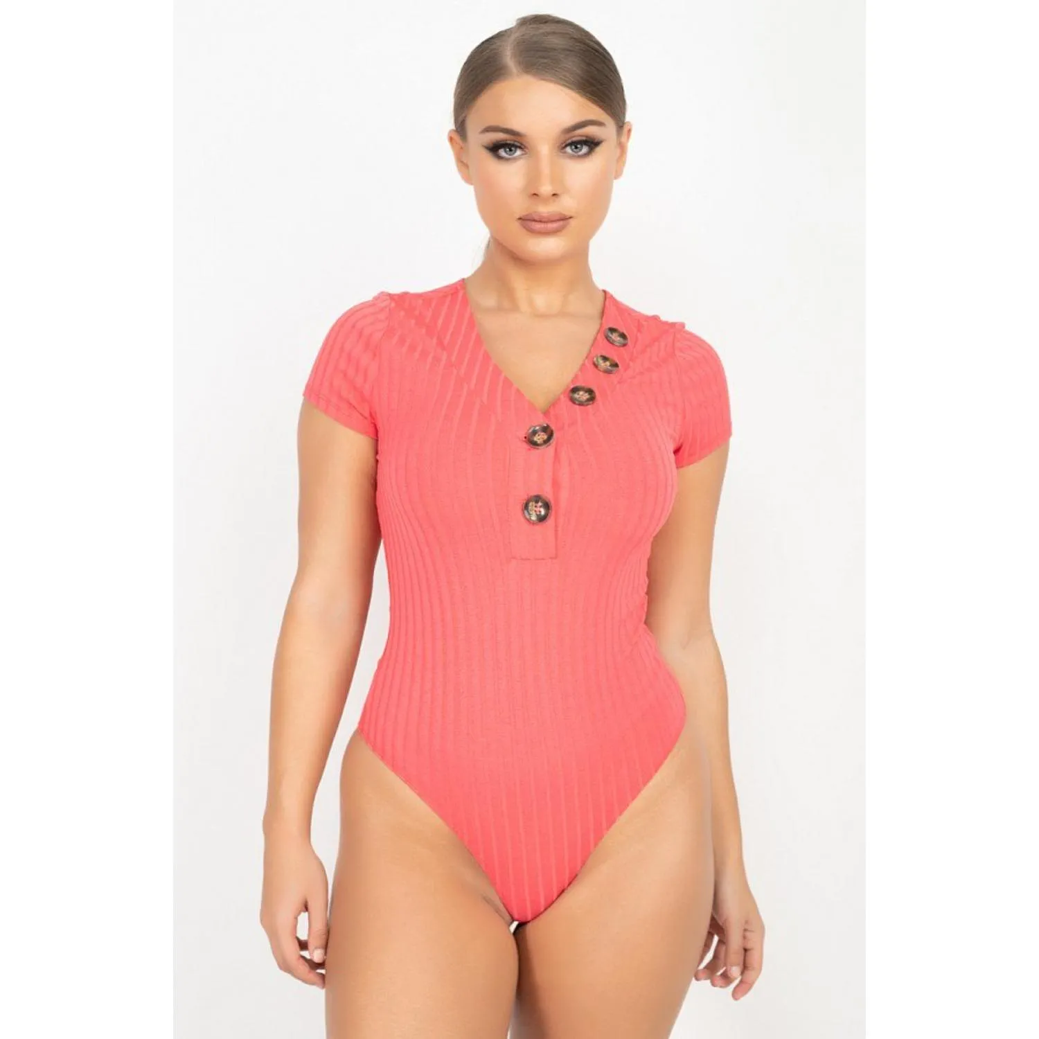Knopfleiste V-Ausschnitt Bodysuit