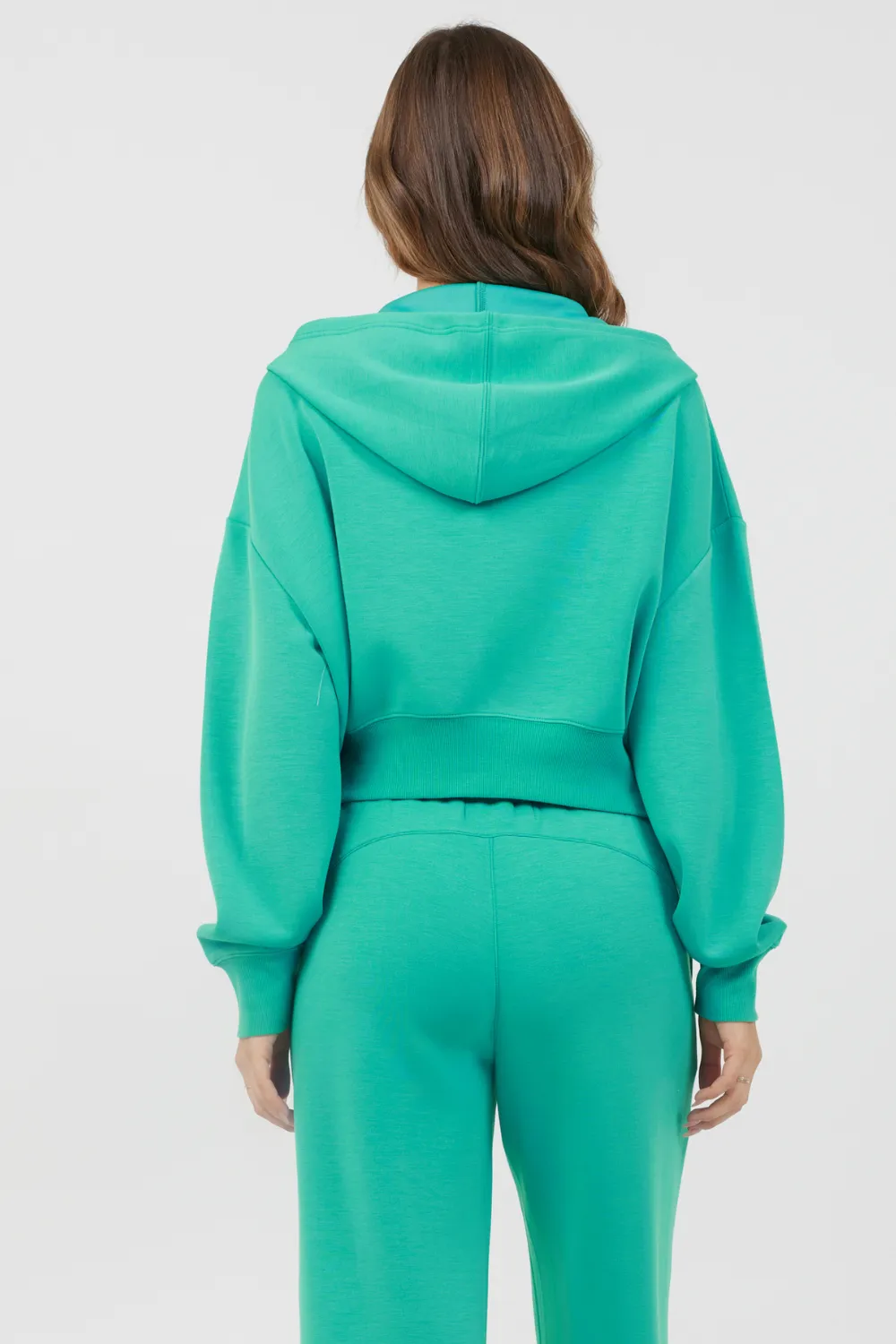 Karibisches Türkis Wolken-Fleece Reißverschluss-Jacke