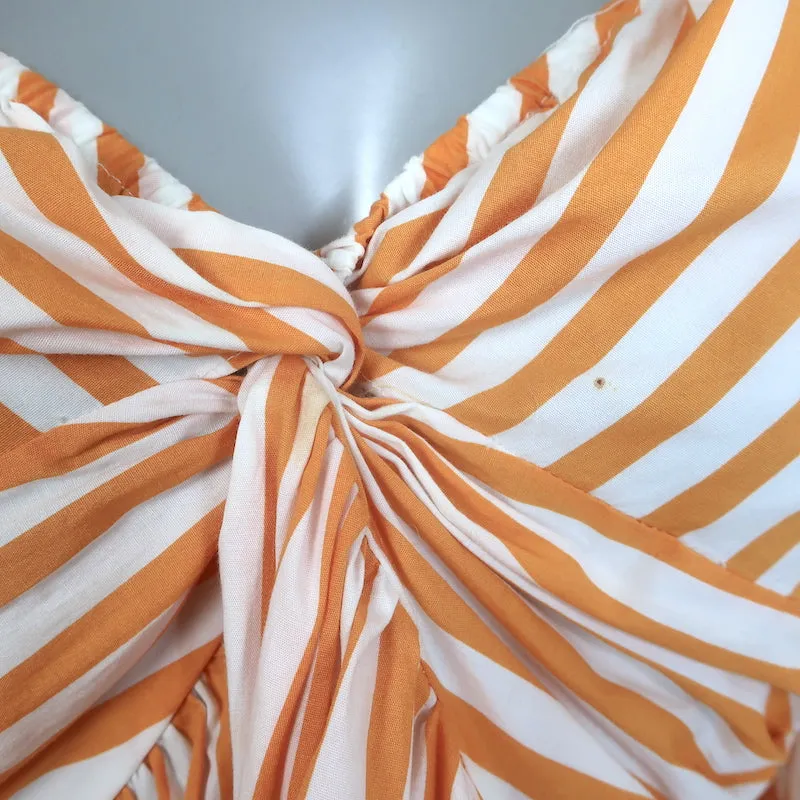 Caroline Constas Onira Twist-Front Schulterfreies Top Orange Streifen Größe S