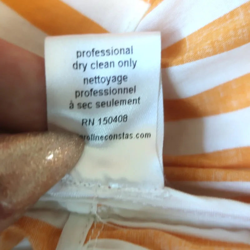 Caroline Constas Onira Twist-Front Schulterfreies Top Orange Streifen Größe S