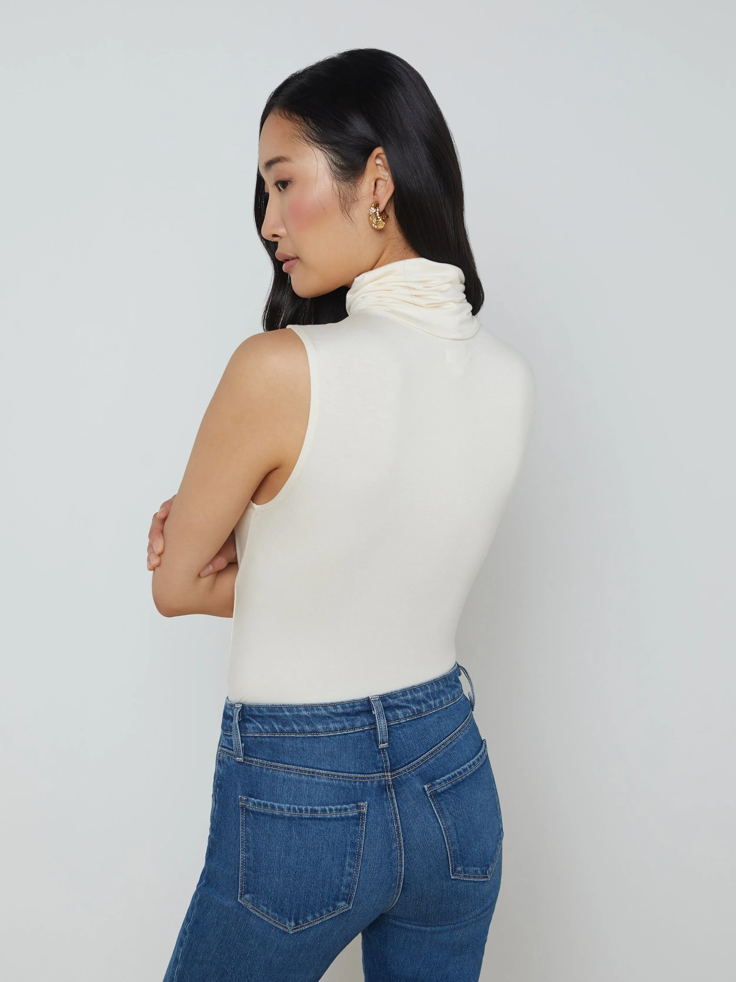 Ceci Ärmelloser Rollkragenpullover