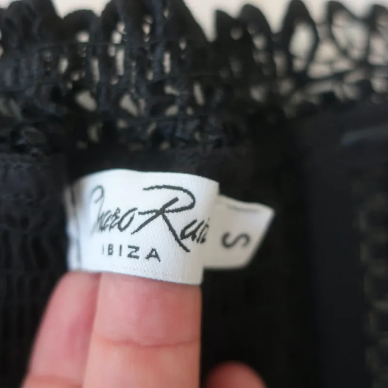 Charo Ruiz Lys Trägerloses Bustier Top Schwarz Spitzenbesatz Baumwolle Größe S