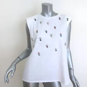 Cinq a Sept Reese Pailletten-Muskelshirt Weiß Größe Mittel Ärmelloses Top