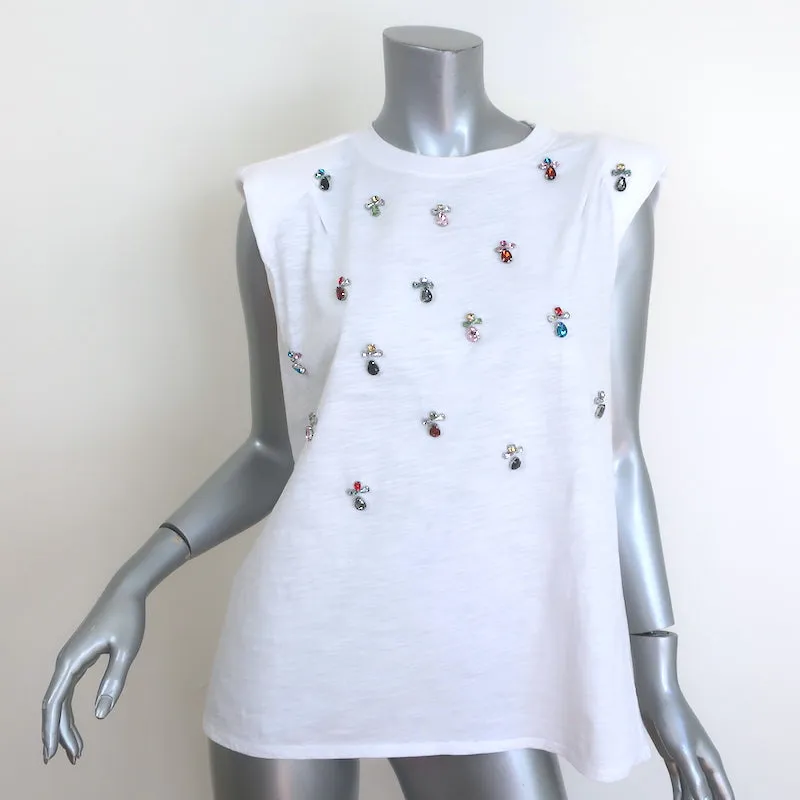 Cinq a Sept Reese Pailletten-Muskelshirt Weiß Größe Mittel Ärmelloses Top