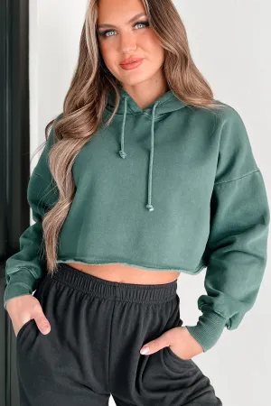 Clarissa Raw Hem Crop Hoodie (Tiefes Smaragdgrün)