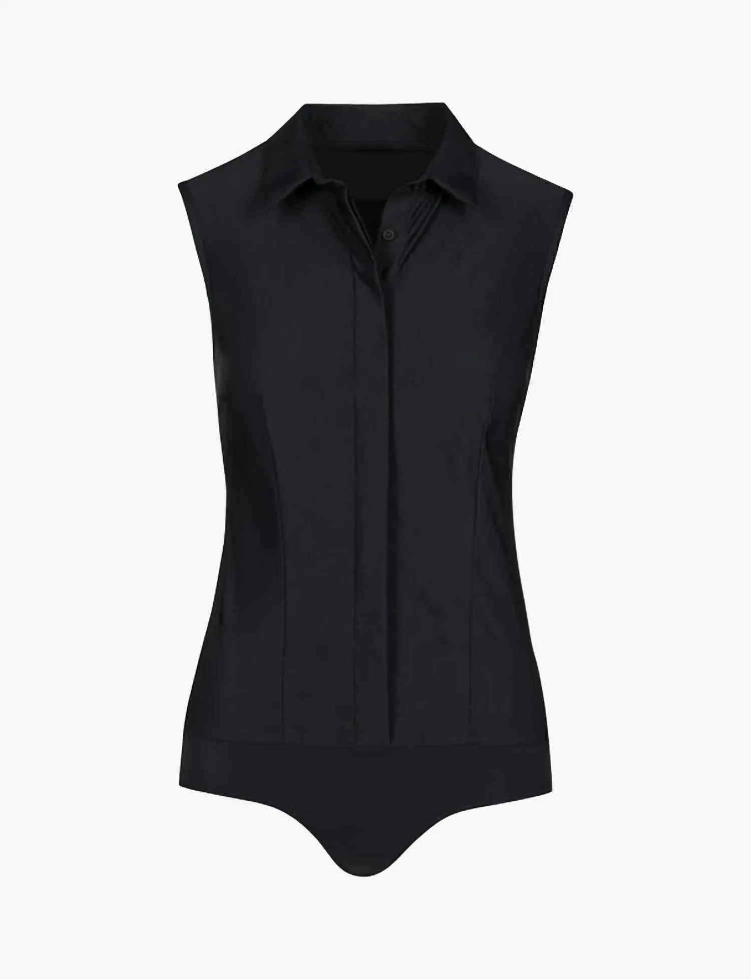 Klassisches ärmelloses Knopf-Bodysuit in Schwarz