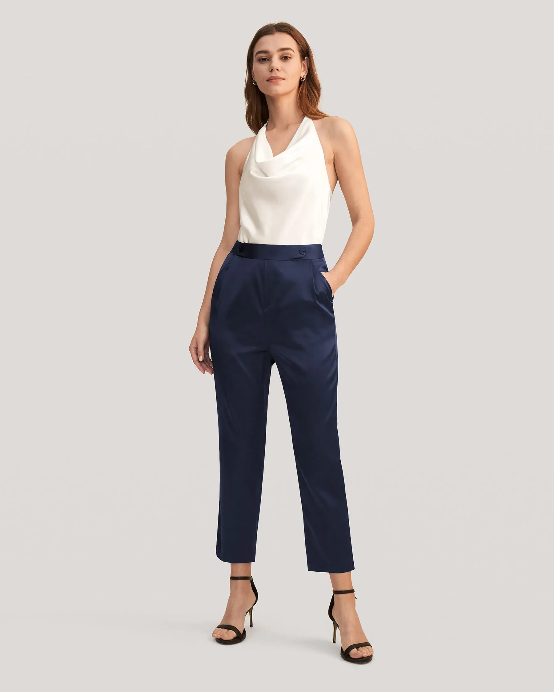 Bequeme Seiden-Zigarettenhosen für Damen