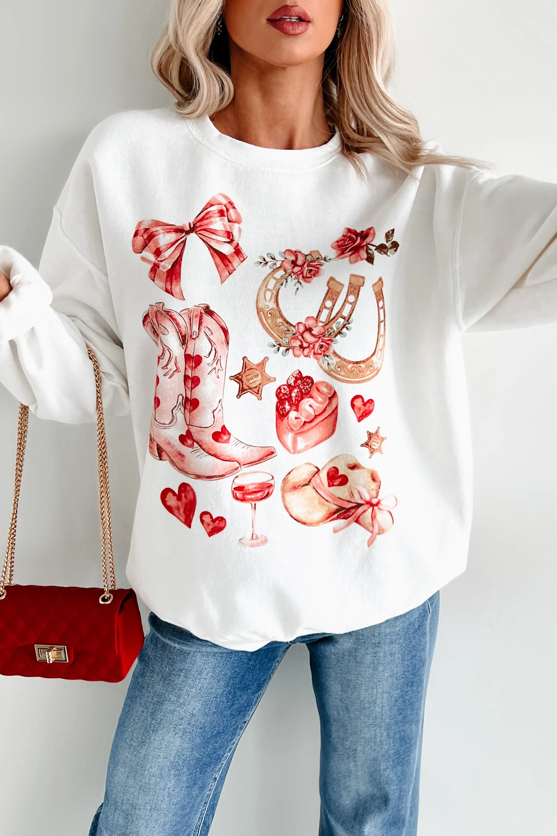 Country Kind Of Love Western Grafik Sweatshirt (Creme)