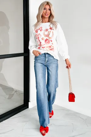 Country Kind Of Love Western Grafik Sweatshirt (Creme)