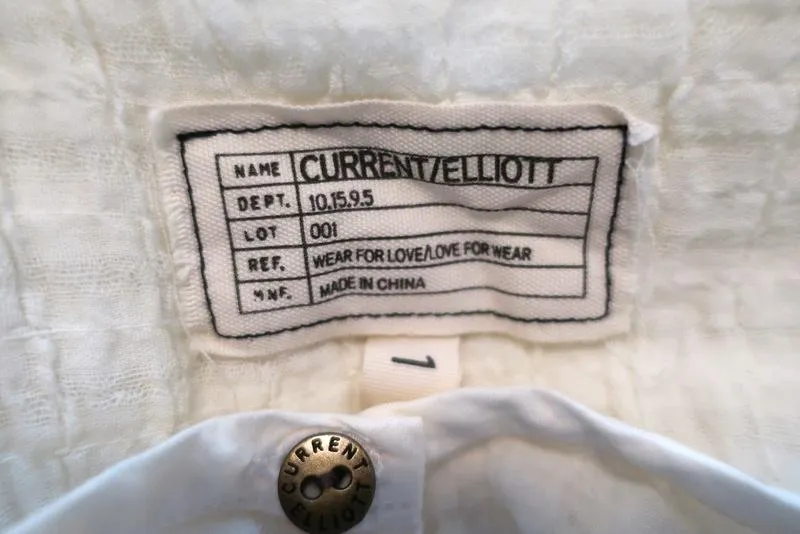Current/Elliott Camila Trapez Tank Top Crème Crinkled Cotton Größe 1 Ärmelloses Oberteil