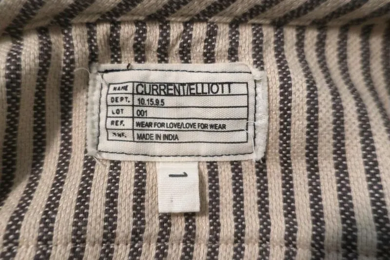 Current/Elliott Retreat Henley Top Gelb/Grau Gestickt Gestreift Baumwolle Größe 1