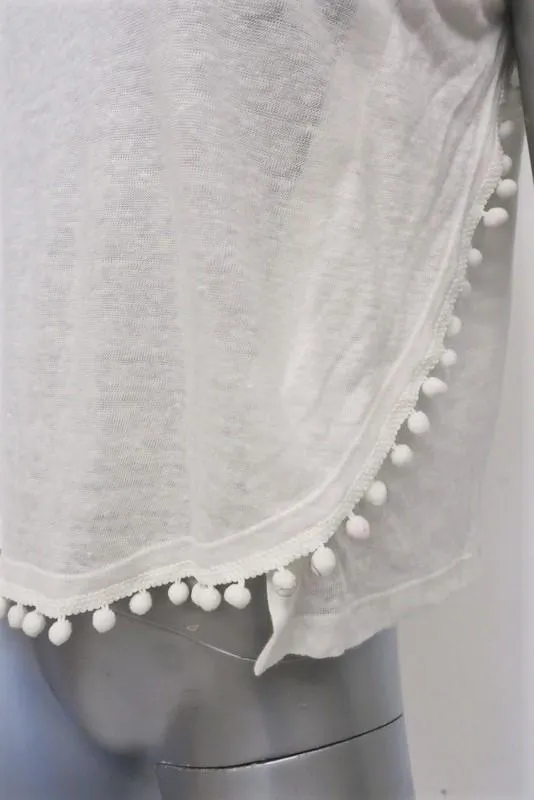 Derek Lam 10 Crosby Pom Pom Tanktop Weiß Leinen-Jersey Größe XS