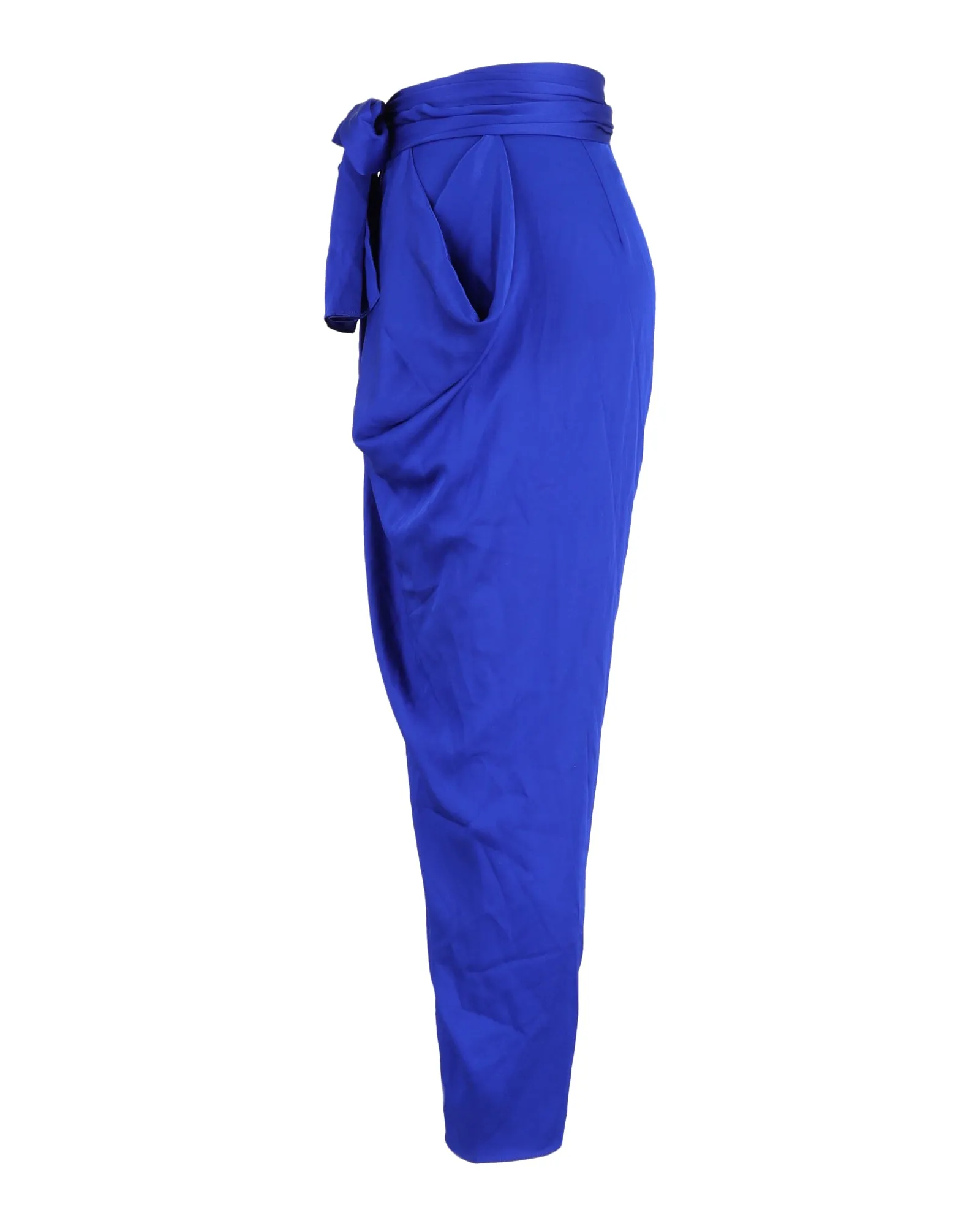 Diane Von Furstenberg Draped Pegged Hose in Blauer Seide