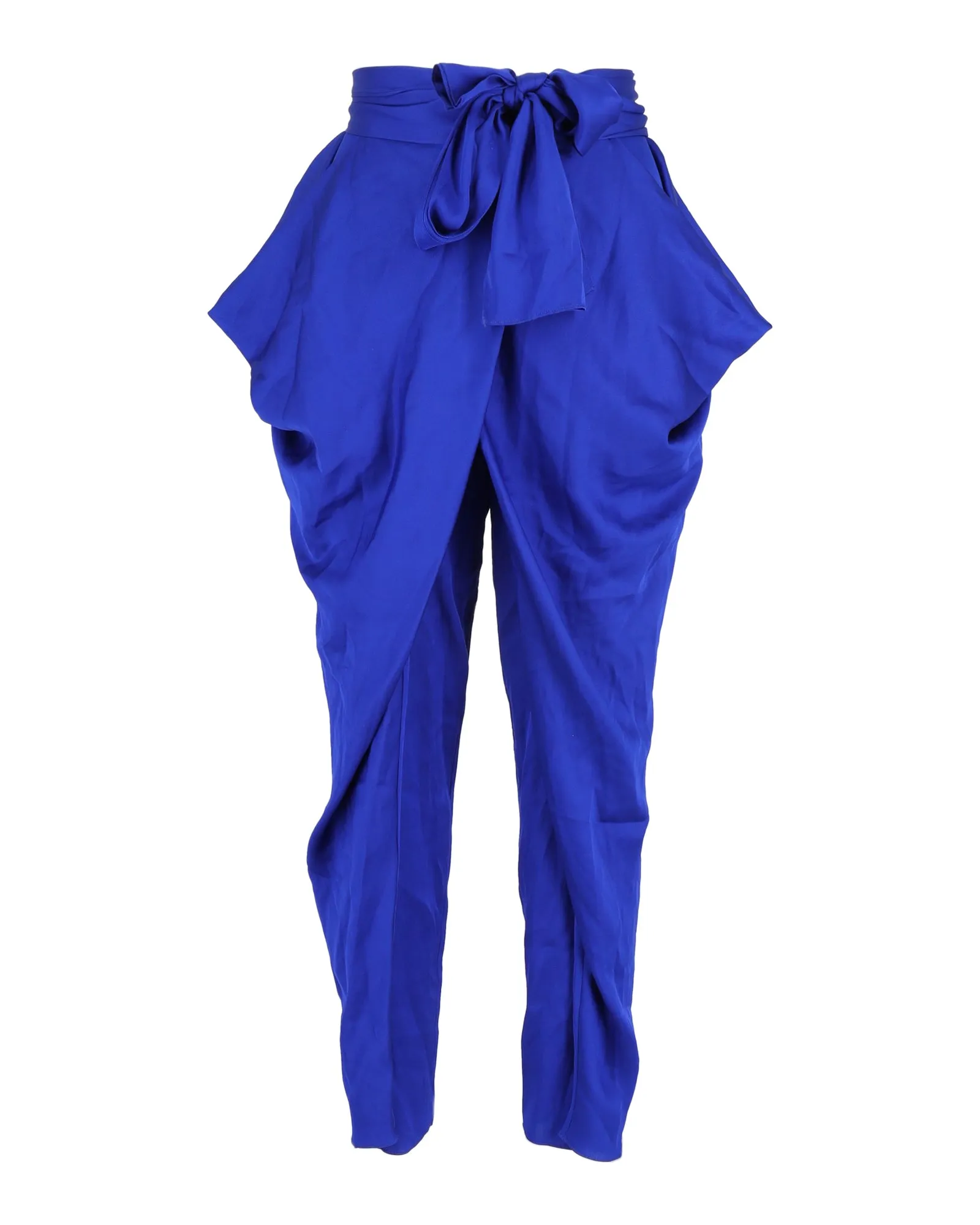 Diane Von Furstenberg Draped Pegged Hose in Blauer Seide