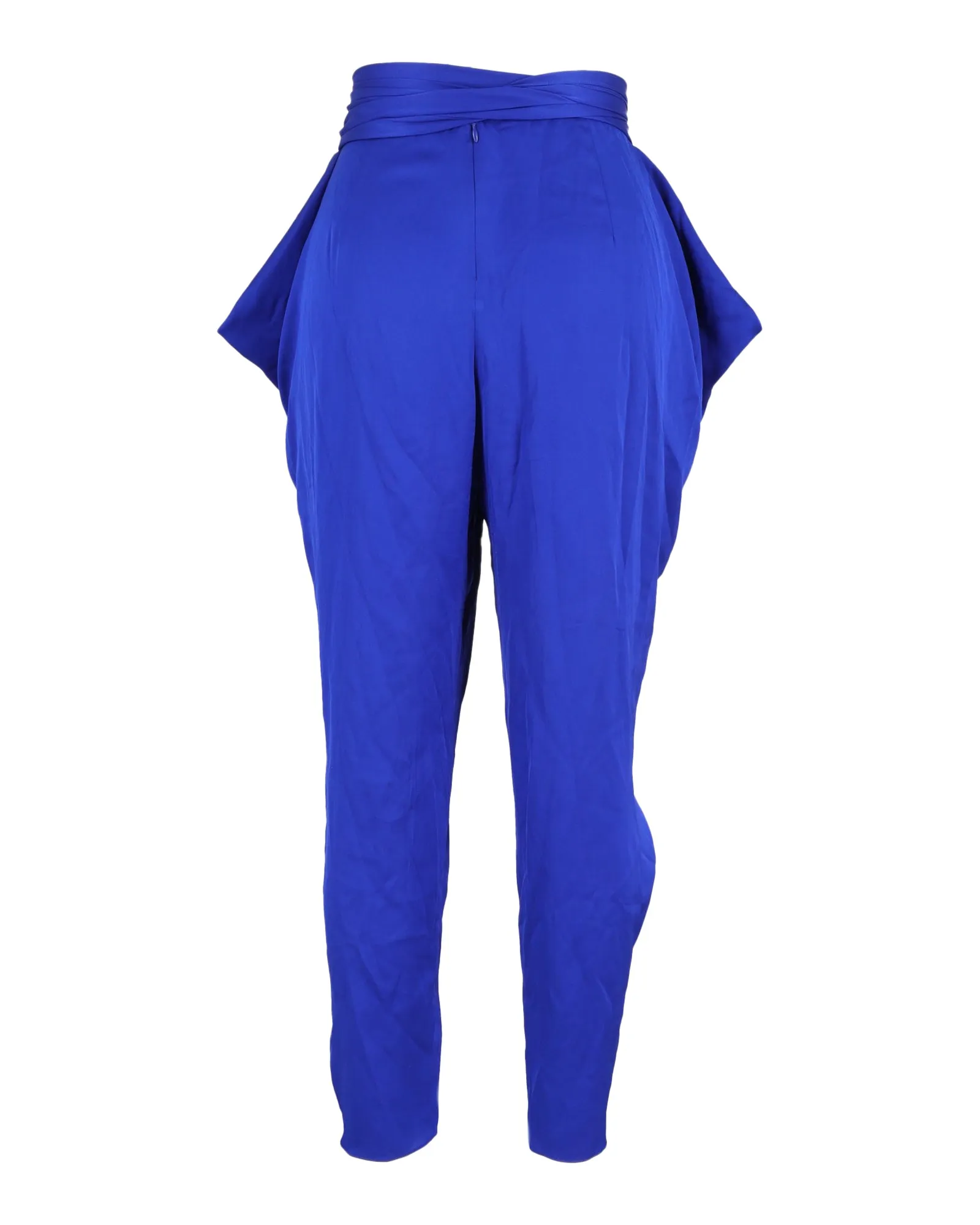 Diane Von Furstenberg Draped Pegged Hose in Blauer Seide