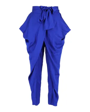 Diane Von Furstenberg Draped Pegged Hose in Blauer Seide