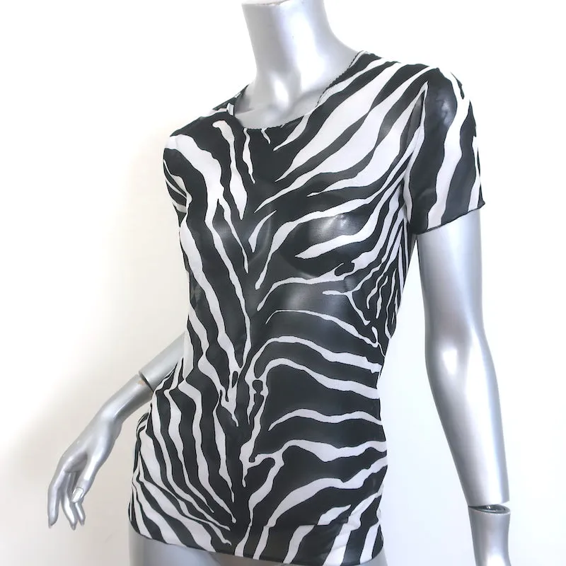 Dolce & Gabbana Unterwäsche Zebra-Print Mesh Top Schwarz/Weiß Größe L