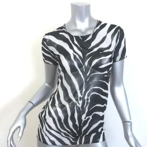 Dolce & Gabbana Unterwäsche Zebra-Print Mesh Top Schwarz/Weiß Größe L