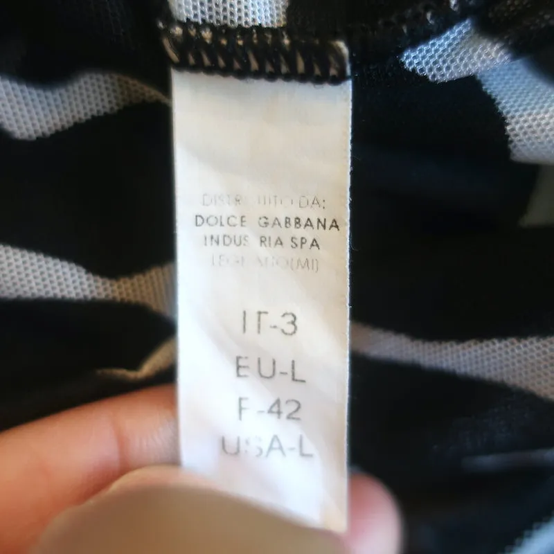Dolce & Gabbana Unterwäsche Zebra-Print Mesh Top Schwarz/Weiß Größe L