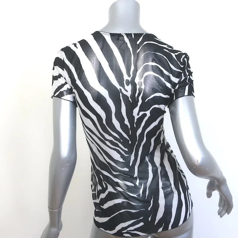 Dolce & Gabbana Unterwäsche Zebra-Print Mesh Top Schwarz/Weiß Größe L