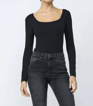 Doppelschichtiger Bodysuit in Schwarz
