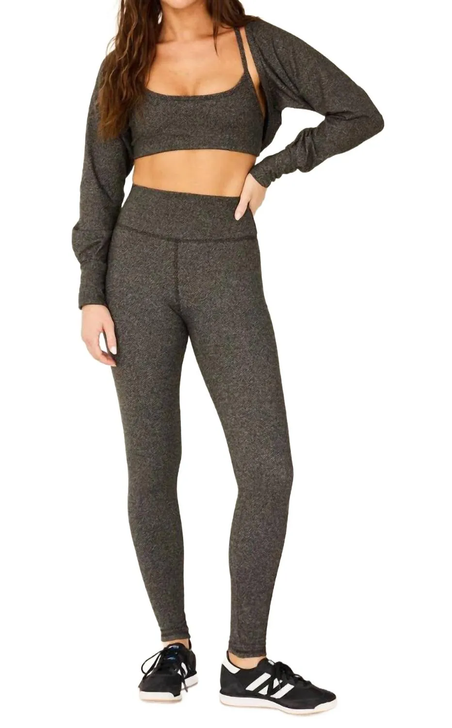 Träumerische Knöchel-Leggings im Fischgrätmuster