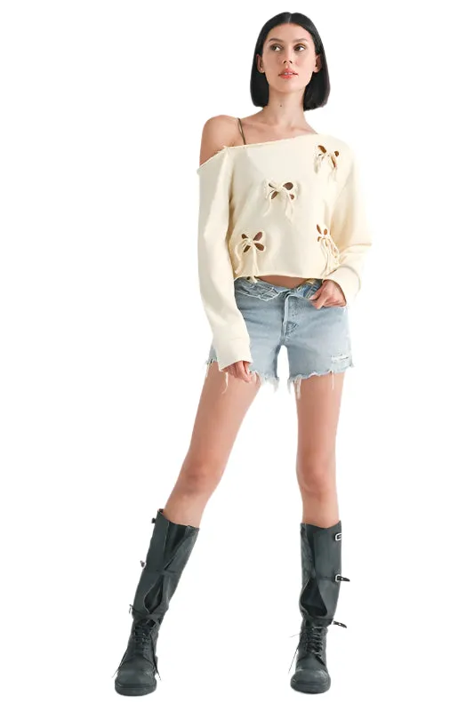 Emory Park EINSEITIGER FRENCH-TERRY-PULLOVER MIT AUSSCHNITTDETAIL