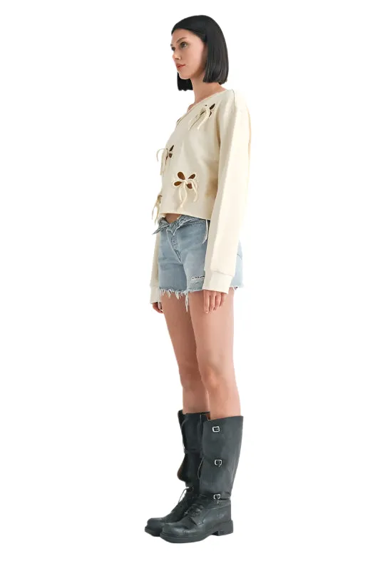 Emory Park EINSEITIGER FRENCH-TERRY-PULLOVER MIT AUSSCHNITTDETAIL
