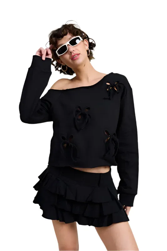 Emory Park EINSEITIGER FRENCH-TERRY-PULLOVER MIT AUSSCHNITTDETAIL
